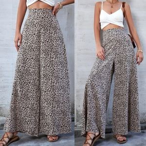 Boho dot print high waisted wide leg pants